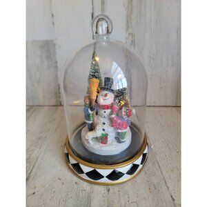 Children building snowman snow globe light up Xmas home decor figure